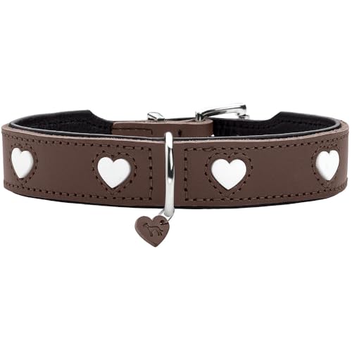 HUNTER Hundehalsband Love, Farbe: braun/schwarz, weiches, Robustes Rindsleder, einzeln eingenähte Herzen, handgefertigt, hoher, besonders anschmiegsam, Made in Germany, Größe 47 HUNTER Hundehalsband Love, Farbe: braun/schwarz, weiches, Robustes Rindsleder, einzeln eingenähte Herzen, handgefertigt, hoher, besonders anschmiegsam, Made in Germany, Größe 47 von HUNTER