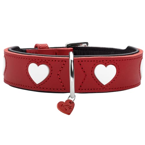 HUNTER Hundehalsband Love, Farbe: rot/schwarz, weiches, Robustes Rindsleder, einzeln eingenähte Herzen, handgefertigt, hoher, besonders anschmiegsam, Made in Germany, Größe 70 HUNTER Hundehalsband Love, Farbe: rot/schwarz, weiches, Robustes Rindsleder, einzeln eingenähte Herzen, handgefertigt, hoher, besonders anschmiegsam, Made in Germany, Größe 70 von HUNTER