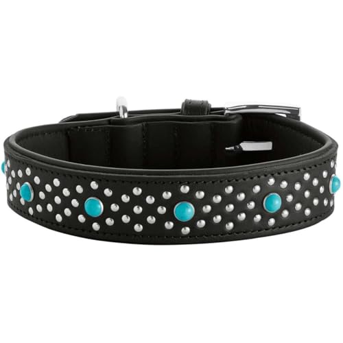 HUNTER Halsband Madona, Farbe: schwarz, edles Rindsleder mit weichem Nappaleder unterlegt, gebuggte Verarbeitung für sanften, verziert mit Nieten & Schmucksteinen, Größe 45 HUNTER Halsband Madona, Farbe: schwarz, edles Rindsleder mit weichem Nappaleder unterlegt, gebuggte Verarbeitung für sanften, verziert mit Nieten & Schmucksteinen, Größe 45 von HUNTER