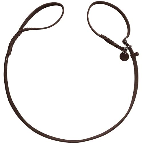 HUNTER Retriever-Leine SOLID Education, Farbe: Dunkelbraun, Handgeflochtene Leine mit integrierter Halsung, Spezialschieber und Zugstopp aus robustem Rindsleder, Größe 18/170 von HUNTER