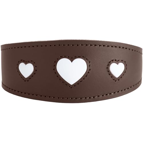 HUNTER Windhundhalsband Love, Farbe: braun/schwarz, weiches, Robustes Rindsleder, einzeln eingenähte Herzen, breitere Form, gepolstert, hoher, Made in Germany, Größe 32 HUNTER Windhundhalsband Love, Farbe: braun/schwarz, weiches, Robustes Rindsleder, einzeln eingenähte Herzen, breitere Form, gepolstert, hoher, Made in Germany, Größe 32 von HUNTER