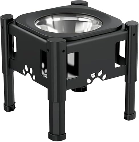Erhöhter Futternapf, verstellbar, 2-in-1, erhöhter Hundenapf mit Spritzwassernapf und Anti-Schling-Napf (2 l x 1), Futternapf für Hunde, Katzen, kleine, mittelgroße und große von HUOLE