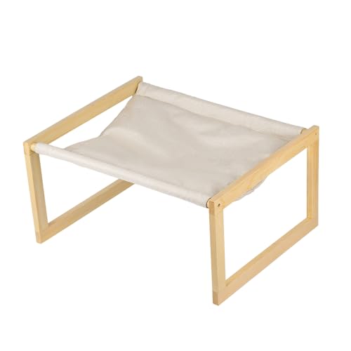 HUOLE Katzenbett und Hundebett Erhöht, Groß und Atmungsaktiv, aus Hochwertigem Birkensperrholz, Ideal für Katzen und Kleine Hunde-50 * 40 * 25cm- weiß von HUOLE