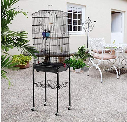 HUOLEVogelkäfig Vogelbauer Vogelvoliere Käfig Bauer Vogelhaus Vogel Wellensittich Kanarien (46 * 35,3 * 150,6 cm (schwarz)) von HUOLE