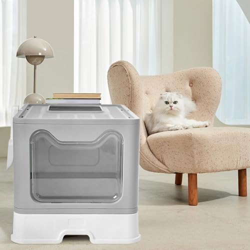HUOLE Katzenklo, Katzentoilette, mit Deckel, Bürste, geräumig für Katzen bis 15 kg, auslaufsicherer Boden, Anti-Geruch Doppeltürige Katzentoilette mit Deckel,51 * 41 * 38cm-grau HUOLE Katzenklo, Katzentoilette, mit Deckel, Bürste, geräumig für Katzen bis 15 kg, auslaufsicherer Boden, Anti-Geruch Doppeltürige Katzentoilette mit Deckel,51 * 41 * 38cm-grau von HUOLE