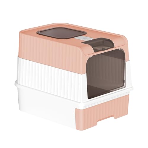 Katzenklo mit Deckel Schaufel, Haube kippbar, große XXL Katzentoilette, Katzen WC Hauben Toilette Klo Outdoor, bis 15 kg, ausziehbares Tablett, 49 * 37 * 35 cm – Rosa Katzenklo mit Deckel Schaufel, Haube kippbar, große XXL Katzentoilette, Katzen WC Hauben Toilette Klo Outdoor, bis 15 kg, ausziehbares Tablett, 49 * 37 * 35 cm – Rosa von HUOLE