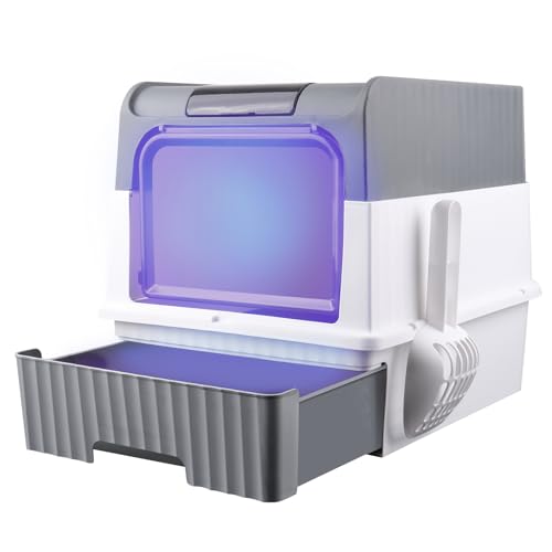 Katzentoilette Katzenklo Haubentoilette, Vollständig Geschlossene Katzentoilette mit Deckel Schubladentyp Desodorierende, bis 15 kg,UV-Desinfektion-48 * 35 * 36cm – grau Katzentoilette Katzenklo Haubentoilette, Vollständig Geschlossene Katzentoilette mit Deckel Schubladentyp Desodorierende, bis 15 kg,UV-Desinfektion-48 * 35 * 36cm – grau von HUOLE