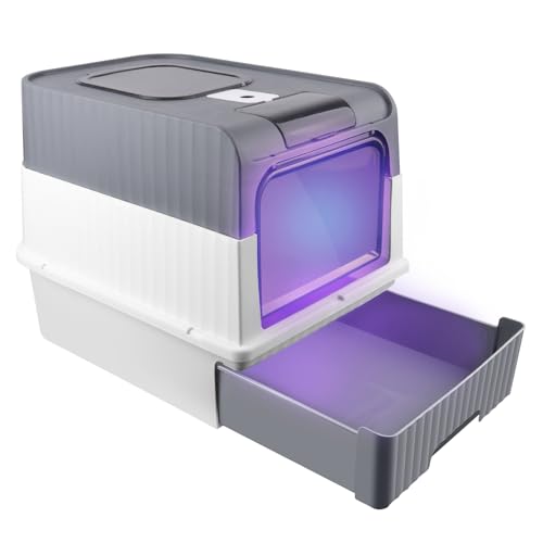 Katzentoilette Katzenklo Haubentoilette, Vollständig Geschlossene Katzentoilette mit Deckel Schubladentyp Desodorierende, bis 15 kg,UV-Desinfektion-48 * 35 * 36cm – grau Katzentoilette Katzenklo Haubentoilette, Vollständig Geschlossene Katzentoilette mit Deckel Schubladentyp Desodorierende, bis 15 kg,UV-Desinfektion-48 * 35 * 36cm – grau von HUOLE