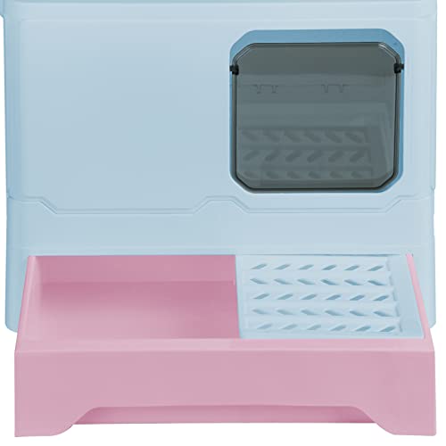 Vollständig Geschlossene Katzentoilette mit Deckel Schubladentyp Desodorierende Cat Litter Box Gross Faltbare Katzen klo mit Haustier-Kunststoffschaufel Geeignet-45 * 35 * 38 Seiten – blau Vollständig Geschlossene Katzentoilette mit Deckel Schubladentyp Desodorierende Cat Litter Box Gross Faltbare Katzen klo mit Haustier-Kunststoffschaufel Geeignet-45 * 35 * 38 Seiten – blau von HUOLE