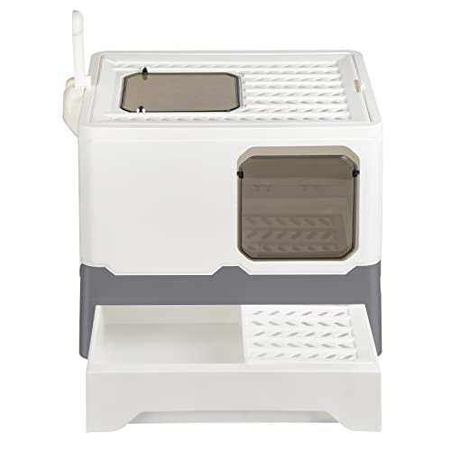 Vollständig Geschlossene Katzentoilette mit Deckel Schubladentyp Desodorierende Cat Litter Box Gross Faltbare Katzen klo mit Haustier-Kunststoffschaufel Geeignet-45 * 35 * 38 Seiten – grau und weiß Vollständig Geschlossene Katzentoilette mit Deckel Schubladentyp Desodorierende Cat Litter Box Gross Faltbare Katzen klo mit Haustier-Kunststoffschaufel Geeignet-45 * 35 * 38 Seiten – grau und weiß von HUOLE