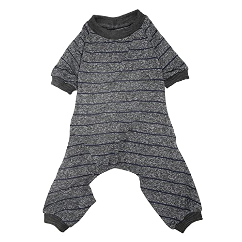 HUONIU Gestreifter Hunde-Pyjama, Sommer-weicher und elastischer Overall für Haustiere, M (L) von HUONIU