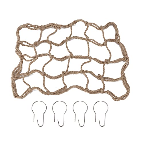 HUONIU Hanfseil-Kletternetz für Vögel und Kleintiere, Hängematte für Papageien und Hamster mit 4 Befestigungsreifen HUONIU Hanfseil-Kletternetz für Vögel und Kleintiere, Hängematte für Papageien und Hamster mit 4 Befestigungsreifen von HUONIU