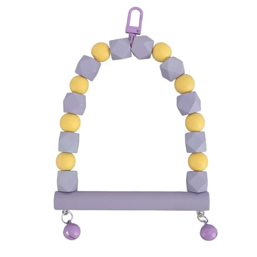 HUONIU Papageien Schaukel Sitzstange Spielzeug Holz Hängendes Spielzeug für Vögel Rosa (Purple) von HUONIU