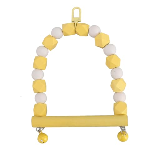 HUONIU Papageien Schaukel Sitzstange Spielzeug Holz Hängendes Spielzeug für Vögel Rosa (Yellow) von HUONIU