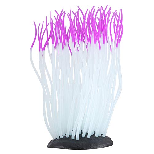 HUONIU Simulation künstliche Silikon-Anemonen-Korallen-Dekoration, Aquarium-Dekoration (Purple) von HUONIU