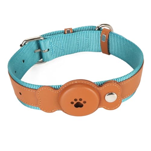 HUONIU Verstellbares Hundehalsband, Wasserdicht, Leicht, Langlebig und Bequem, Stilvolles Lederhalsband für Hunde und Katzen, Braun (Brown) von HUONIU
