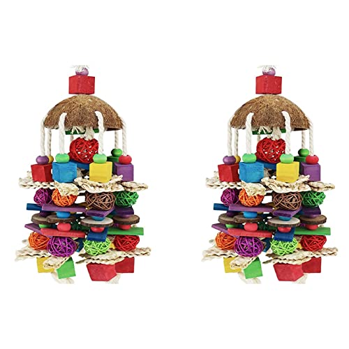 HUPYOMLER 2X Große Papageien Spielzeuge - Block Spielzeug Kau Spielzeug Hängendes Spielzeug für Afrikaner von HUPYOMLER