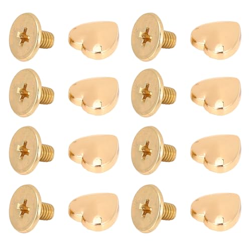 HUSHUI 8mm Herzform Nieten, Zinklegungs -Herz Nieten mit PH -Schrauben für Gürtel, Taschen, Hüte, Kleidung, Schuhe, Elegant und Robust (Golden) von HUSHUI