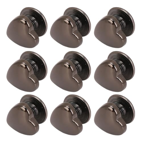 HUSHUI 8mm Herzform Nieten, Zinklegungs -Herz Nieten mit PH -Schrauben für Gürtel, Taschen, Hüte, Kleidung, Schuhe, Elegant und Robust (Silberschwarz) von HUSHUI