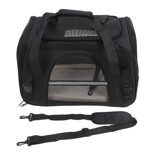 HUSHUI Atmungsaktive Mesh-Transporttasche für Haustiere, Zusammenklappbare Reisetasche für Hunde und Katzen mit Großem Fassungsvermögen für Reisen, Camping und Einkaufen (Schwarz) von HUSHUI