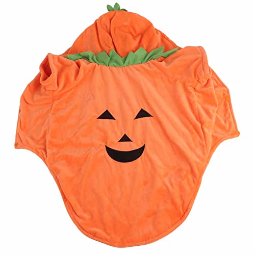 HUSHUI Halloween Kürbishundkleidung, Warmes Fleece -Hundekostüm für Mittelgroßen Hunden mit Losen Kragen, für Teddy Golden Retriever Bulldog Innen Im Freien Im Freien (3XL) von HUSHUI