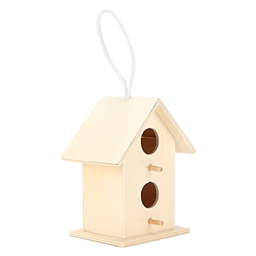 HUSHUI Innovatives Vogelhaus aus Holz und Sichere DIY-Dekoration Kleine Vogelhäuschen aus Holz (Doppeldecker-Zweiloch Nr. 2) von HUSHUI