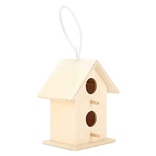 HUSHUI Innovatives Vogelhaus aus Holz und Sichere DIY-Dekoration für Kleine Vogelhäuschen aus Holz (Doppeldecker-Zweiloch Nr. 2) von HUSHUI