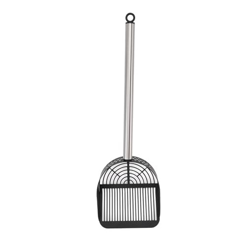 HUSHUI Metal Cat Cratre Scoop, Edelstahl Langer Griff Halb Runde Schaufel Pet Sand Sifter Poop -Schaufel mit Ergonomischem Griff, Ideal für Strände und Haustierkatze -Katzentoiletten von HUSHUI