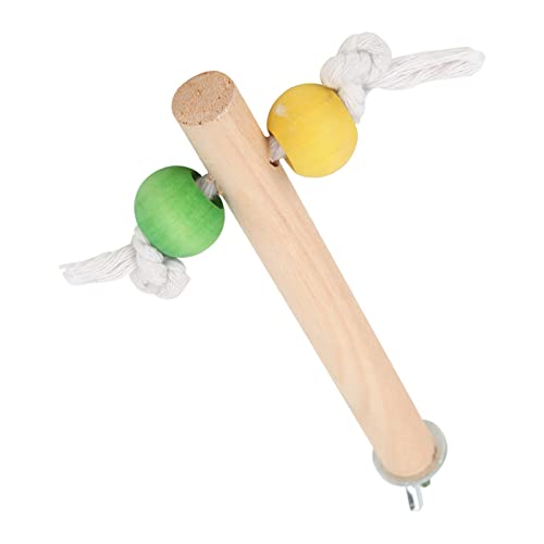 HUSHUI Vogelkäfig-Sitzstange mit Farbigen Perlen und Baumwollseil, Papageien-Kaustation, Stabspielzeug (1,5 * 14 cm) von HUSHUI