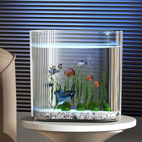 5-Gallonen-Schreibtisch-Betta-Aquarium, Aquarium, transparentes Büro-Aquarium, einfaches Aquarium, bodenstehende Vase, TV-Schrank, Tiefwasser-Aufzuchtbox, Heimdekoration, Geschenke for Fischliebhaber von HUSHUWAN