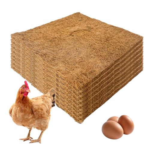 10 Stück Hühnernest Unterlage, 30 x 30cm Hühner Nistkasten Einlagen Verdickung Kokosmatte Wiederverwendbare Nistmatten Hühnerstall Zubehör zum Schutz von Hühnerstall und Eiern von HUSOUE