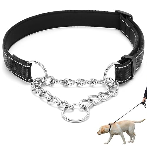 Hundehalsband, Martingale-Halsband, kein Ziehen, reflektierendes Trainingshalsband, Anti-Kauen, Ziehen, Hundehalsband, Nylon, Sicherheits-Metallkette mit weich gepolstert, für große, mittelgroße und Hundehalsband, Martingale-Halsband, kein Ziehen, reflektierendes Trainingshalsband, Anti-Kauen, Ziehen, Hundehalsband, Nylon, Sicherheits-Metallkette mit weich gepolstert, für große, mittelgroße und von HUSOUE