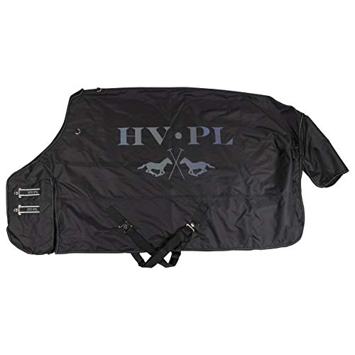 HV Polo Outdoor-Decke Paddockdecke Regendecke | 600 DEN wasserdicht atmungsaktiv | Komfort-Widerristschnitt | modifizierter Gehschlitz | doppelter T-Riegel-Frontverschluss (155, Black Print) von HV Polo