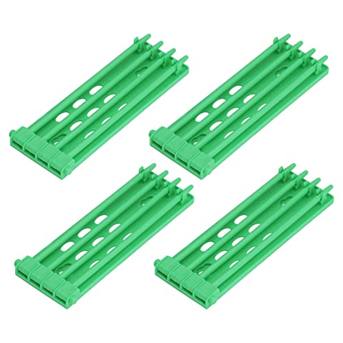 HWGING 4 Stück Vogelbeinringhalter, Taubenbeinringständer, 4-Säulen-Design, Große Kapazität, Wandmontage, Sicherer, Langlebiger Kunststoff, Papageienbeinringhalter (Gelb) (Grün) von HWGING