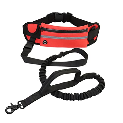 HWGING Joggingleine Hunde mit Gürteltasche, Freihandlinien Hundeleine Reflektierender Bauchgurt Outdoor-Jogging, Walking, Nachtlauf von HWGING