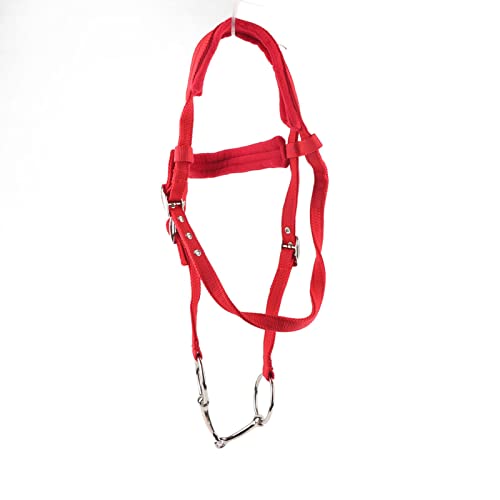 HWGING Pferdehalfter Hobby Pferdehalfter 24 × 24 × 6 Pferdezaumzeug Zügelgeschirr Halfter mit weichem Kissen rotes Pferdehalfter von HWGING