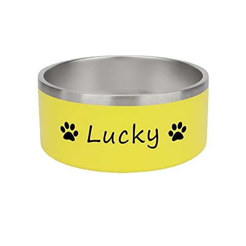 HWLY Futternapf mit individuellem Namen, personalisierbarer Futternapf, Edelstahl, rutschfester Hundenapf für mittelgroße und große Hunde, Größe S, Gelb HWLY Futternapf mit individuellem Namen, personalisierbarer Futternapf, Edelstahl, rutschfester Hundenapf für mittelgroße und große Hunde, Größe S, Gelb von HWLY