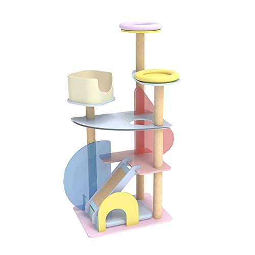 Farblich passender Katzenbaum aus Acryl in Macaron-Optik, Katzenturm für den Innenbereich, Kratzbaum, Springspielzeug, Klettergerüst, integrierte Wohnung, alle Katzen Farblich passender Katzenbaum aus Acryl in Macaron-Optik, Katzenturm für den Innenbereich, Kratzbaum, Springspielzeug, Klettergerüst, integrierte Wohnung, alle Katzen von HXFFXHF