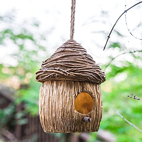 Gartenstatues Outdoor Decor Balkon Figur handbemalte Vogelhausstatuen, Gartendekoration Innenhofbaum während des Lebens im Freien lebensee Vogel Nest (B, 13x13x23 cm (5x5x9inch)) von HXFFXHF
