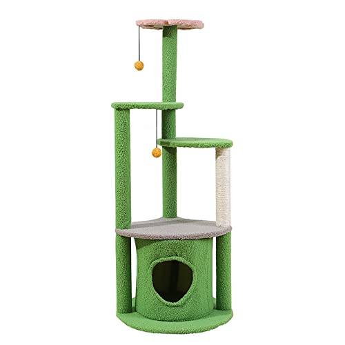 Grüner Katzenbaum mit Baumloch, Katzenturm für den Innenbereich, Kratzbaum, Springspielzeug, Klettergerüst, integriertes multifunktionales Apartment, für alle Katzen Grüner Katzenbaum mit Baumloch, Katzenturm für den Innenbereich, Kratzbaum, Springspielzeug, Klettergerüst, integriertes multifunktionales Apartment, für alle Katzen von HXFFXHF