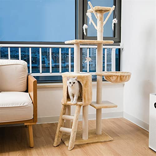 Katzenbäume 5 Ebenen Katzenbaummöbel Katzenturm Klettergerüst Spielzeug Katzenkratzbaum Weiches Flanell-Katzenhaus (Farbe: Grau) von HXFFXHF