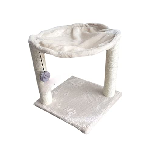 Katzenbäume Einfacher Kleiner Katzenkratzbaum aus Massivholz mit Sisal, integriertem Hängematten-Klettergerüst (Farbe: Braun) von HXFFXHF