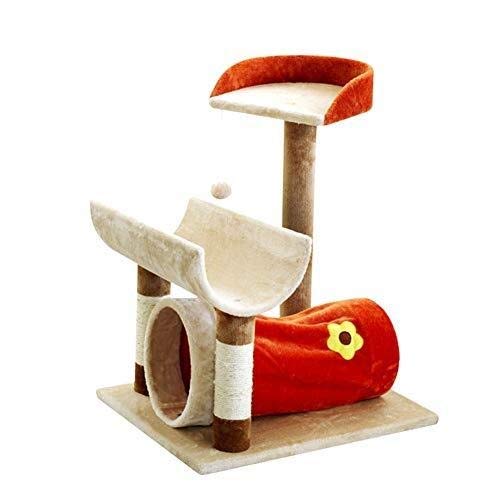 Katzenbäume Kreatives Katzenklettergerüst Katzentunnel Robuste Katzensprungplattform Katzenbaum Katzenkratzbaum Katzenbedarf, Pfosten Haustier-Spielhaus (Farbe: Orange) von HXFFXHF