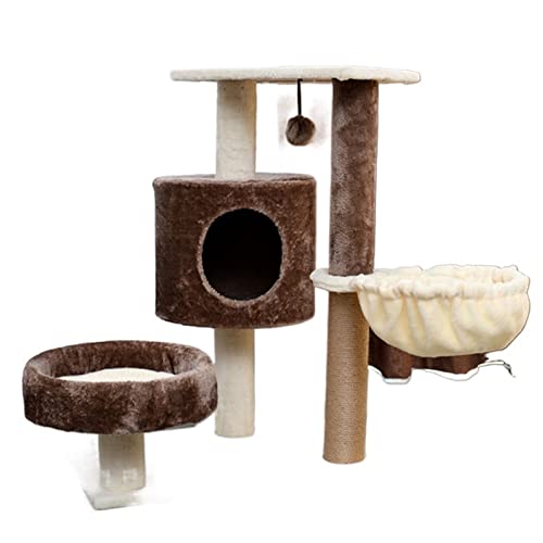 Katzenbäume Plüsch-Katzenklettergerüst mit Ballbett Haustier Doppelschicht Stabil Verschiedene Baumnester Katzenkletternetz Regal Mobiles Haustier (Size : Branco) von HXFFXHF