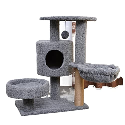 Katzenbäume Plüsch-Katzenklettergerüst mit Ballbett Haustier Doppelschicht Stabil Verschiedene Baumnester Katzenkletternetz Regal Mobiles Haustier (Size : Branco) von HXFFXHF