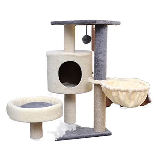 Katzenbäume Plüsch-Katzenklettergerüst mit Ballbett Haustier Doppelschicht Stabil Verschiedene Baumnester Katzenkletternetz Regal Mobiles Haustier (Size : Branco) von HXFFXHF