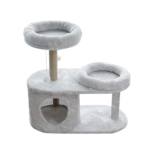 Katzenbaum, Kleiner Plüschkatzenbaum, Bequeme Katzenstreu, Katzensprungplattform, Katzenkratzbaum, multifunktionaler Katzenkletterbaum, Katzenkletterbaum (Farbe: Grau), warm wie Immer von HXFFXHF