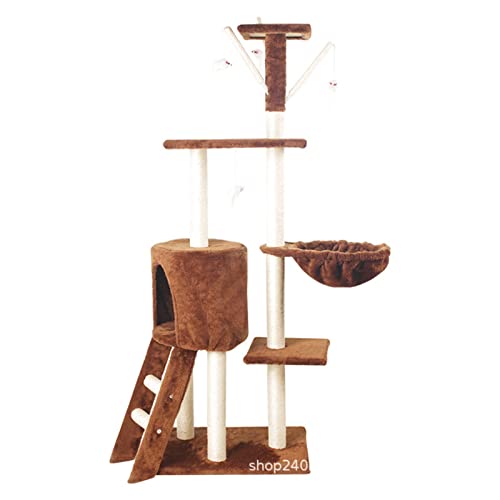 Katzenbaum Katzenklettern Integriertes Katzenstreu Katzenbaumturm Katzenregal Großes Spielzeug Sprungplattform Katzenbedarf Katzenkletterbaum (Farbe: Dunkler Kaffee) Warm wie Immer von HXFFXHF