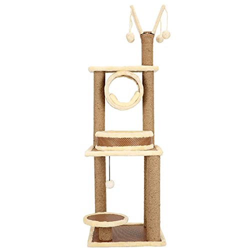 Katzenbaum für große Katzen, Sisal-Hanfgewebe, Katzenklettergerüst, Fitness-Teaserball, Katzenklauensäule, integriertes Katzennest, Haustierparkzubehör, Katzenvision von HXFFXHF