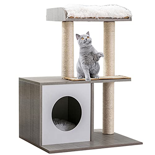 Katzenbaumturm für den Innenbereich, Katzenklettergerüst mit Haltegriff aus Sisalseil und Tragegurt (Größe: Stil 3) von HXFFXHF